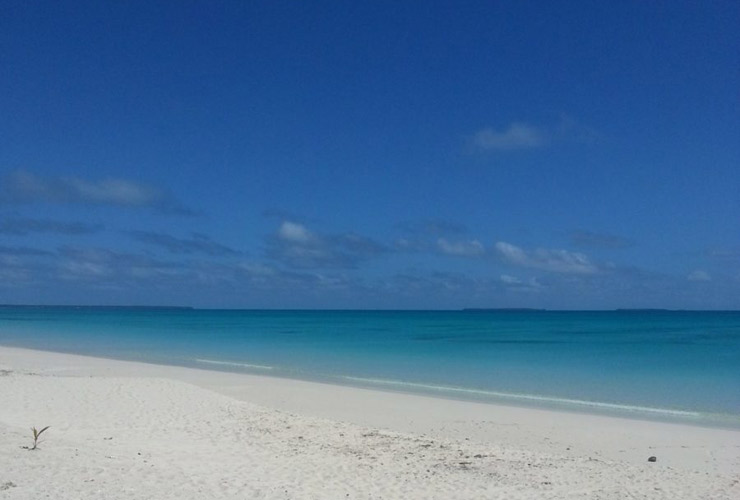 手つかずの白砂と青い海のビーチ