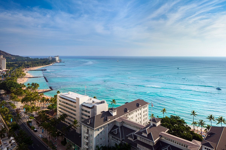 オーシャンビューの客室から見た景色