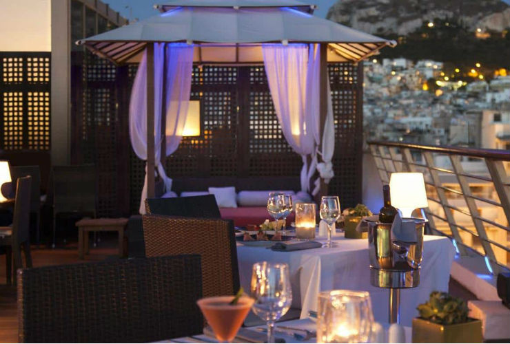 ロマンチックな屋上にあるレストラン。