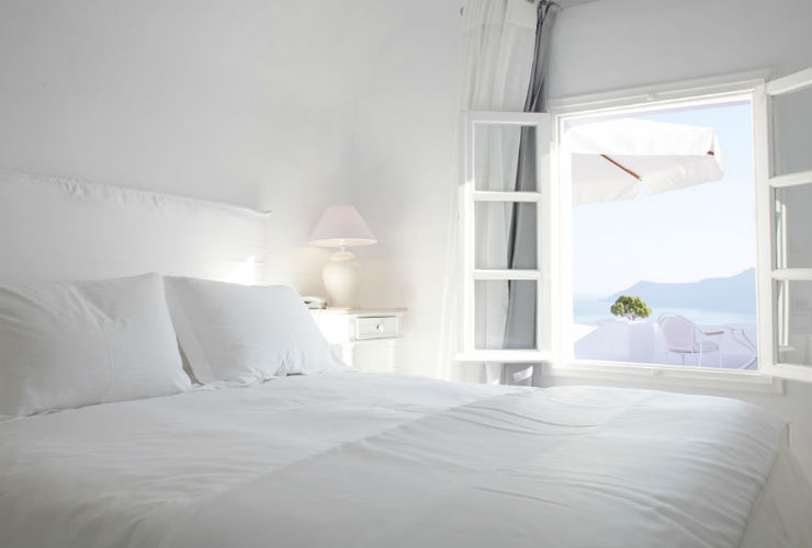 サントリーニの伝統的なつくりの室内。