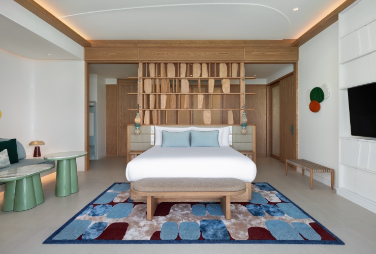 プール付き水上ヴィラの客室一例