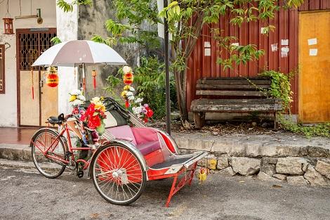 ペナン島:名物の自転車タクシー トライショー