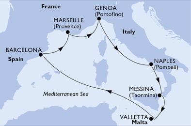 MSCグランディオーサ2020年夏季航路