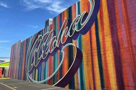 ウォールアートは撮影スポット♪